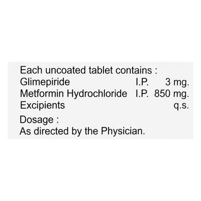 Gride M 850mg Tablet 10'S - Diabetes-Ant