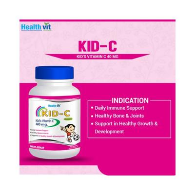Healthvit KID-C Kid's Vitamin-C 40 mg for Vitamin C Deficiency Chewable Tablets 2's - Multi-Vitamins