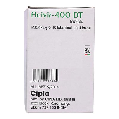 ACIVIR 400 DT Tablet 10's (se) - Viral infections-Ant