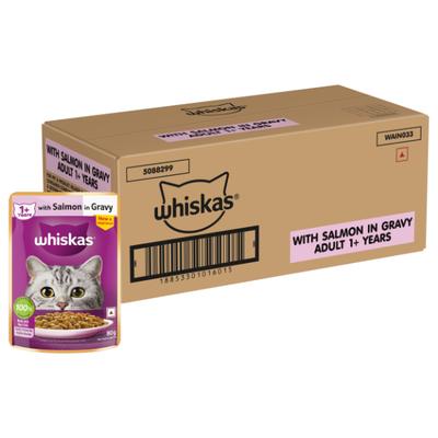 Whiskas Adult Salmon in Gravy (Pack of 80gm x 56) 4480 g - Petfood