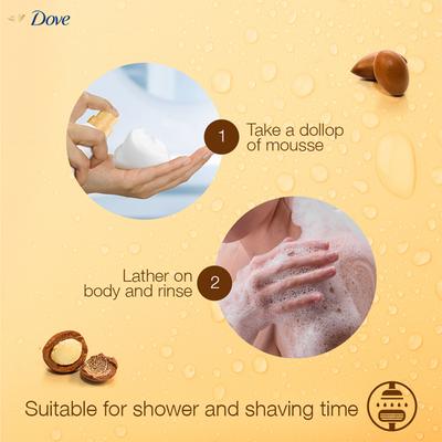 Dove Creamy Shower And Mousse with Argan Oil, 200ml - Shower Gels & Body Wash