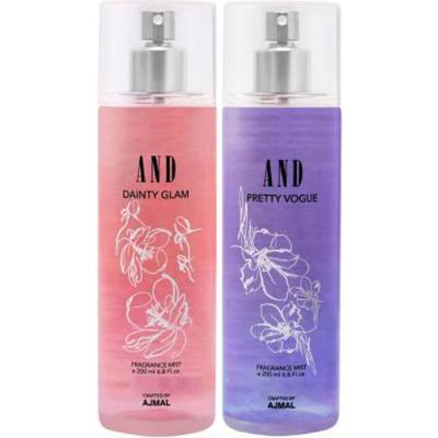 AND Dainty Glam & Pretty Vogue Pack Of 2 Body Mist For Female Crafted By Ajmal 400 ml - Women Perfumes (Edt/Edp)