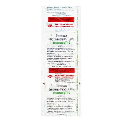 Esomeg 40mg Tablet 10'S - Ulcer/Reflux/Flatulence-Aaa