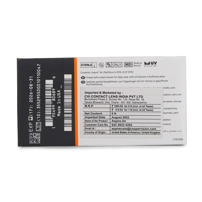 CooperVision ASPIRE AIR UV Blocking Monthly Disposable Spherical Silicone Hydrogel Lenses (6 Lenses) (Power -4.50) - Eyecare Lenses