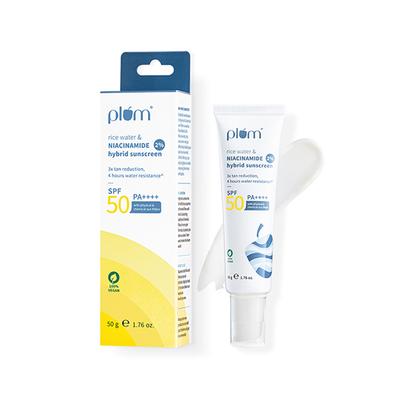Plum 2% Niacinamide & Rice Water Hybrid Face Sunscreen With Spf 50 Pa+++ 50 gm - Face Sunscreen