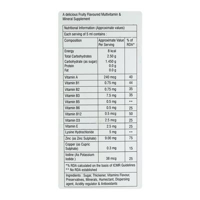 ZINKOMIN Delicious Mixed Fruit Flavoured Syrup 200ml - Supplements-Vam