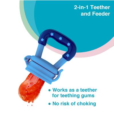 Vega Baby & Mom Silicone Fresh Fruit Feeder Nibbler - Blue 1's - Feeding & Nursing