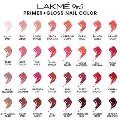 Lakme 9To5 Overtime Shine Nail Colour Coral Haze 6 ml - Nail Polish