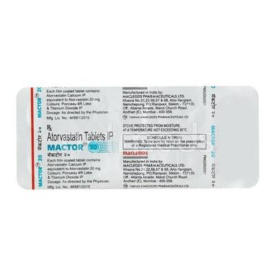 Mactor 20mg Tablet 10'S - High Cholesterol-Dys