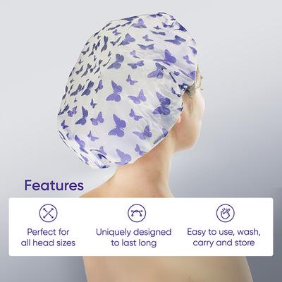 Vega Premium Shower Cap For Women, Waterproof Reusable Bath Cap, Set Of 2 (Sc-02) - Shower Cap