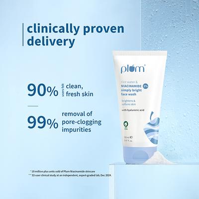 Plum 2% Niacinamide Face Wash With Rice Water For Bright, Soft Skin Gentle,Non-drying formula 150 ml - Face Wash & Cleansers