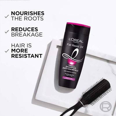 L'Oreal Paris Fall Resist 3X Anti-Hair Fall Shampoo Fragile Hair Tendency To Fall 180ml - Shampoos