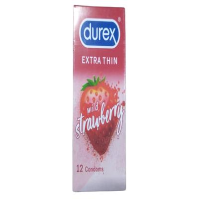 Durex Extra Thin Condoms - Wild Strawberry 12's - Plain/Flavoured Condoms