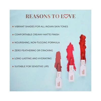 Just Herbs Ayurvedic Creamy Matte Lipstick with Jojoba Oil & Vitamin E Deep Red 1.8gm - Lipsticks