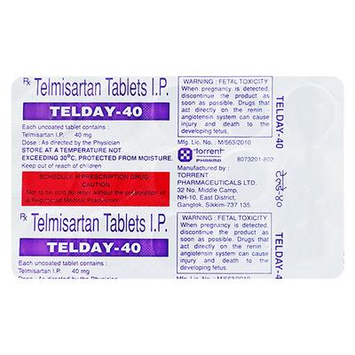 Telday 40mg Tablet 15'S - Hypertension-Ang