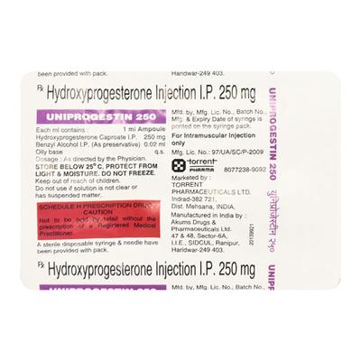 UNIPROGESTIN 250 Injection 1ml - Hormonal Therapy-Oes