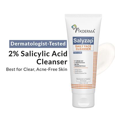 Fixderma Salyzap Face Cleanser 2% Salicylic Acid For Oily & Acne Prone Skin Face Wash 100 ml - Face Wash & Cleansers