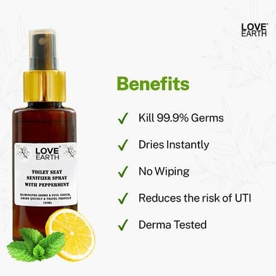 Love Earth Toilet Seat Sanitizer Eliminates Germs & Foul Odour 100 ml - Diffuser
