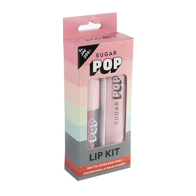 SUGAR POP Matte Lipcolour - 01 Chilli + Nourishing Lip Balm - 02 Cherry Lip Kit 10 gm - Lipsticks