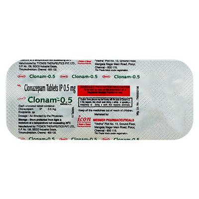 Clonam 0.5mg Tablet 10'S - Anxiety-Anx