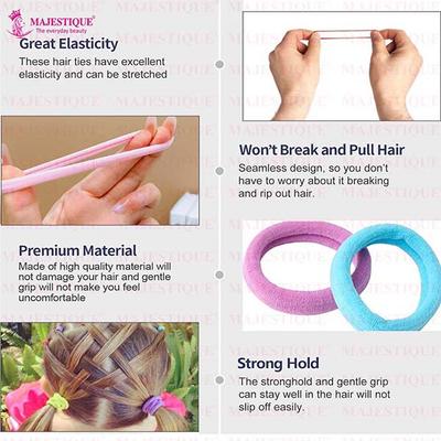 Majestique Cotton Stretchable Hair Ties, Ponytail Holder Rubber Band For Women - Multicolor 20's - Hair Clips/Bands