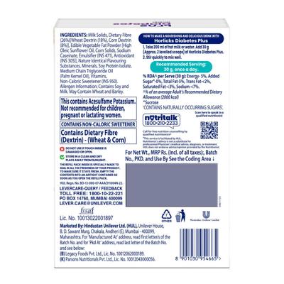 Horlicks Diabetes Plus Powder - Vanilla Flavour (Refill Pack) 400 g - Nutritional Supplement