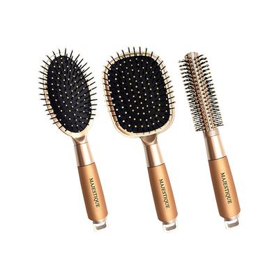 Majestique Paddle Detangling, Oval and Round Hair Brush Set for Blow Drying and Detangler 3's - Hair Brushes
