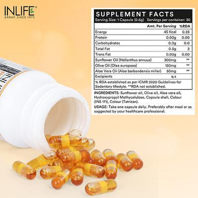 Inlife Plant Based Vitamin E Vegan Liquid Capsule 30's - Digestive Health