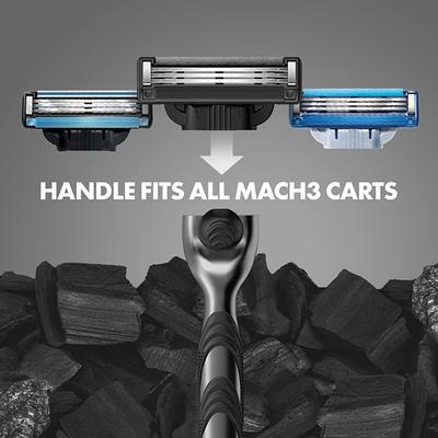 Gillette Mach3 Charcoal Shaving Razor Blades - Lubastrip For A Smooth Glide 2's - Razors & Cartridges