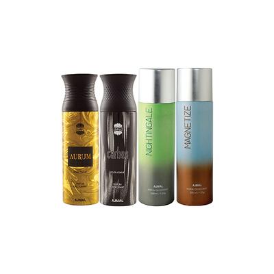 Ajmal 1 Aurum Femme, 1 Carbon Homme, 1 Nightingale And 1 Magnetize Deodorants Pack of 4 200 ml - Deodorants/Roll-Ons