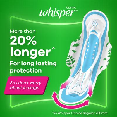Whisper Ultra Hygiene + Comfort Sanitary Pads For Heavy Flow (XL) 15's - Sanitary Napkins