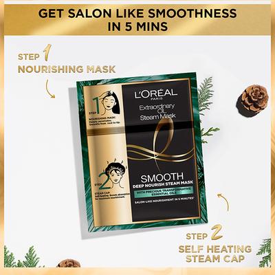 L'Oreal Paris Extraordinary Oil Smooth Steam Mask (Paraben Free) 20ml + 40gm 1's - Hair Masks & Packs