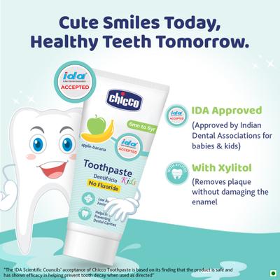 Chicco Kids Toothpaste (6 month to 6 yr) - Apple Banana 50 gm - Toothpaste