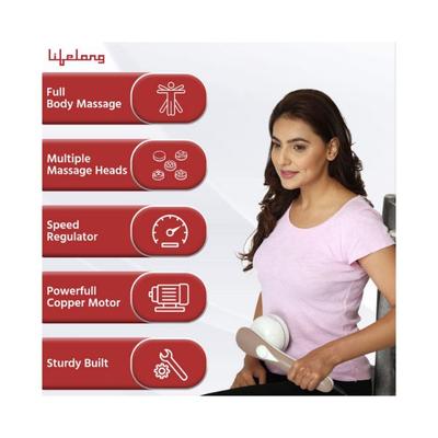 Lifelong Powerful Double Head Body Massager Hammer With 3 Massage Heads LLM36 1's - Massagers