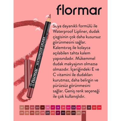 Flormar Waterproof Lipliner 246 Rosebush 1.14 gm - Lip Liners