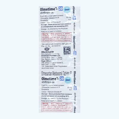 Olmetime 20mg Tablet 10'S - Hypertension-Ang