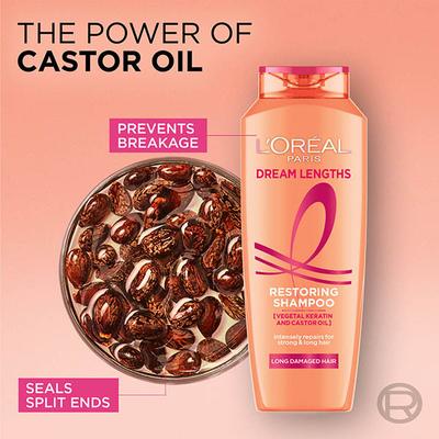 L'Oreal Paris Dream Lengths Restoring With Vegetal keratin and Castor Oil Shampoo 340 ml - Shampoos
