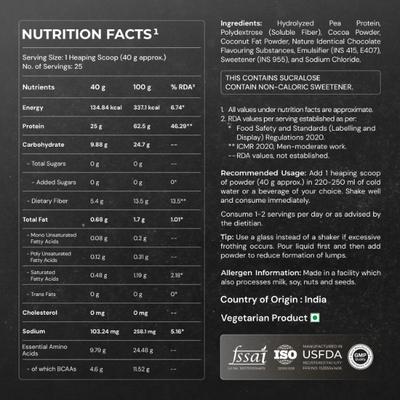 Nutrabay Hydrolyzed Gold Pea Protein - Rich Chocolate Creme 1 kg - Workout Essentials
