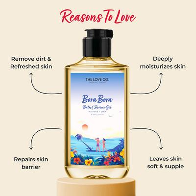 The Love Co. Bora Bora Body Wash - Body Wash For Women - Hydrating - Moisturizing Body Care - 100% Vegan - Paraben Free 250 ml - Shower Gels & Body Wash