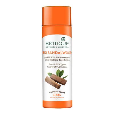 Biotique Sun Shield Sandalwood SPF 50+UVB Pa+++ UVA Sunscreen Ultra Protective Lotion For All Skin Types 190 ml - Face Sunscreen