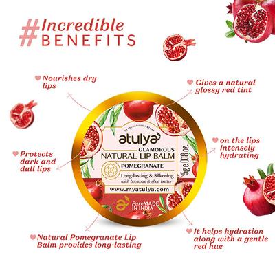 Atulya Pomegranate Natural Lip Balm 5 gm - Lip Balms