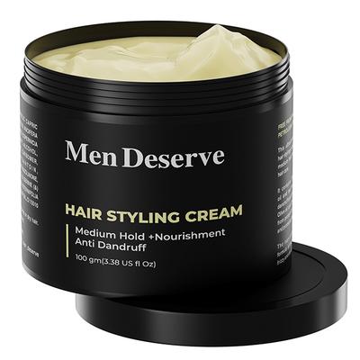Men Deserve Hair Styling Cream (Medium Hold) + Nourishment Anti Dandruff 100gm - Hair Creams