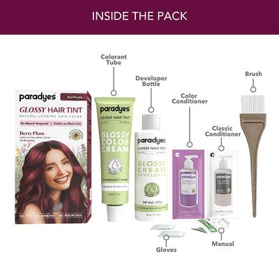 Paradyes Semi-Permanent Berry Plum Glossy Hair Tint, Enriched with Herbal Extracts Red\-Purple 160 gm - Crème