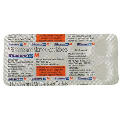 BILASURE 40 M Tablet 10's - Allergies-Ant