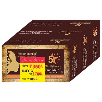 Passion Indulge PEARL LIGHT 5 STAR Facial Kit for Spot reduction And Skin Lightening (2+1) - Facial Kits