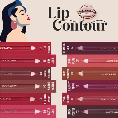 Matt Look Colorite Lip Contour, Lighweight Application, Flaming Red-01 0.9 gm - Lip Liners