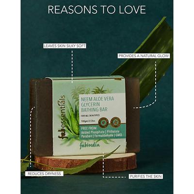 Fabessentials Neem Aloe Vera Glycerin Bathing Bar 100 gm - Soaps