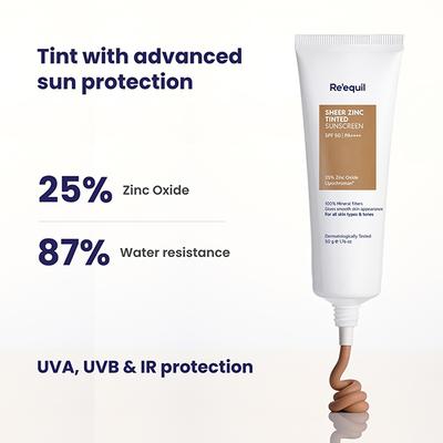 Reequil Sheer Zinc Tinted Mineral Sunscreen Spf 50 Pa+++ 50 gm - Face Sunscreen