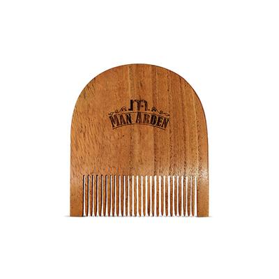 Man Arden Pure Neem Wooden U Shaped Beard Comb with Leather Pouch 1's - Beard Comb