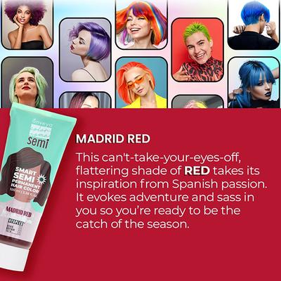 Anveya Madrid Red Semi Permanent Hair Color 100 ml - Crème